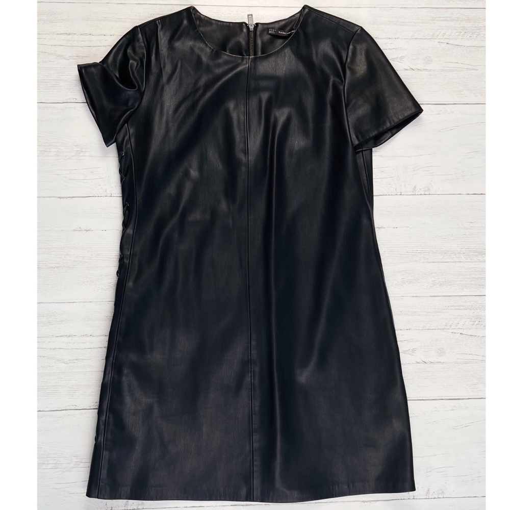 Black Leather Dress - Zara - Size L